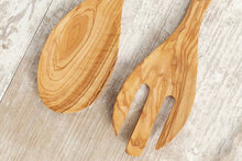 Load image into Gallery viewer, Italian Olivewood Salad Servers