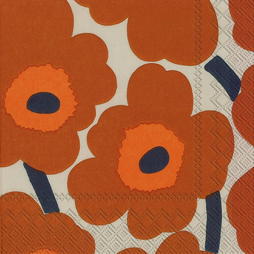Paper Cocktail Napkins 20 ct Marimekko Unikko terracotta